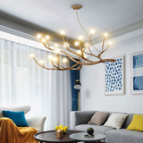 Load image into Gallery viewer, Nordic Rustic Tree Branch Hanging Chandelier with Bubble Glass lighting