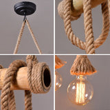 Load image into Gallery viewer, Vintage Bamboo Rope Chandelier Hemp Rope Pendant Lamp