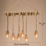 Load image into Gallery viewer, Vintage Bamboo Rope Chandelier Hemp Rope Pendant Lamp