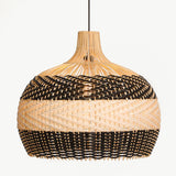 Load image into Gallery viewer, Black &amp; White Lampshade Rattan Pendant Light