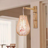 Load image into Gallery viewer, Bamboo Wicker Rattan Lantern Shade Wall Lamp Rustic Country Sconce