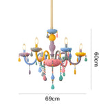 Load image into Gallery viewer, Macaron Crystal Chandelier European Candle Pendant Light Cartoon Princess Room