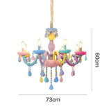 Load image into Gallery viewer, Macaron Crystal Chandelier European Candle Pendant Light Cartoon Princess Room