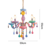 Load image into Gallery viewer, Macaron Crystal Chandelier European Candle Pendant Light Cartoon Princess Room