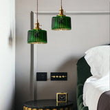 Load image into Gallery viewer, Green Ripple Glass Hanging Light Fixture