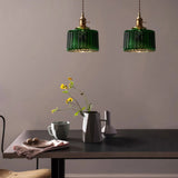 Load image into Gallery viewer, Green Ripple Glass Hanging Light Fixture