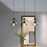 Load image into Gallery viewer, Black Spherical Glass Pendant Light