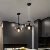 Load image into Gallery viewer, Black Spherical Glass Pendant Light