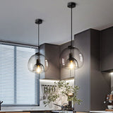 Load image into Gallery viewer, Black Spherical Glass Pendant Light