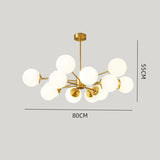 Load image into Gallery viewer, 12-Light Golden Molecular Shaped Chandelier Lamp White Glass Ball Shade