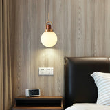 Load image into Gallery viewer, Modern Design Hanging Lamp White Glass Shade Pendant Light with Wooden Top