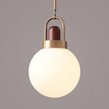 Load image into Gallery viewer, Modern Design Hanging Lamp White Glass Shade Pendant Light with Wooden Top