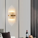 Load image into Gallery viewer, Striaged 2-Light Gold Glass Wall Sconce Metal Vanity Wall Light