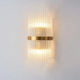 Load image into Gallery viewer, Striaged 2-Light Gold Glass Wall Sconce Metal Vanity Wall Light