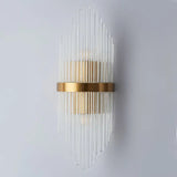 Load image into Gallery viewer, Striaged 2-Light Gold Glass Wall Sconce Metal Vanity Wall Light