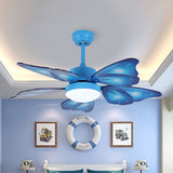 Load image into Gallery viewer, LED Acrylic Ceiling Fans Kids Pink/Blue 5 Butterfly Wing Blades Bedroom 42&quot; Wide