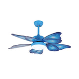 Load image into Gallery viewer, LED Acrylic Ceiling Fans Kids Pink/Blue 5 Butterfly Wing Blades Bedroom 42&quot; Wide