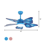 Load image into Gallery viewer, LED Acrylic Ceiling Fans Kids Pink/Blue 5 Butterfly Wing Blades Bedroom 42&quot; Wide