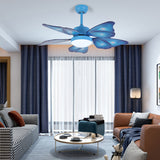 Load image into Gallery viewer, LED Acrylic Ceiling Fans Kids Pink/Blue 5 Butterfly Wing Blades Bedroom 42&quot; Wide