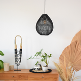 Load image into Gallery viewer, Classic Farmhouse Black Rattan Handwoven Pendant Light