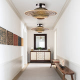 Load image into Gallery viewer, Black Bamboo Ceiling Light Flying Saucer Chandelier