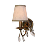 Load image into Gallery viewer, Tapered Bathroom Vanity Light Fixture Vintage Fabric 3 Lights Brown Wall Mount Light