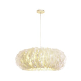 Load image into Gallery viewer, Nordic Ring Feather Chandelier White Fluffy Lamp Shade Pendant Light