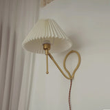 Load image into Gallery viewer, Nordic Vintage White Brass Wall Lamp Pleated Table Lamp Shade