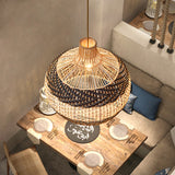 Load image into Gallery viewer, Black &amp; White Lampshade Rattan Pendant Light