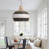 Load image into Gallery viewer, Black &amp; White Lampshade Rattan Pendant Light