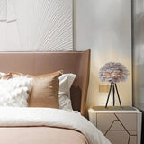 Load image into Gallery viewer, White and Gray Feather Table Lamp