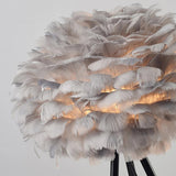 Load image into Gallery viewer, White and Gray Feather Table Lamp